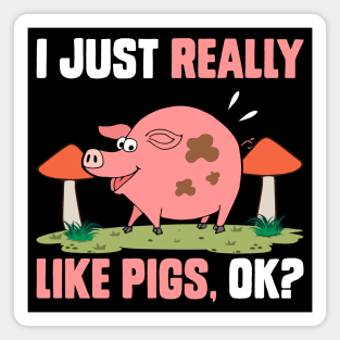 I Just Really Like Pigs, OK? funny pig Magnet